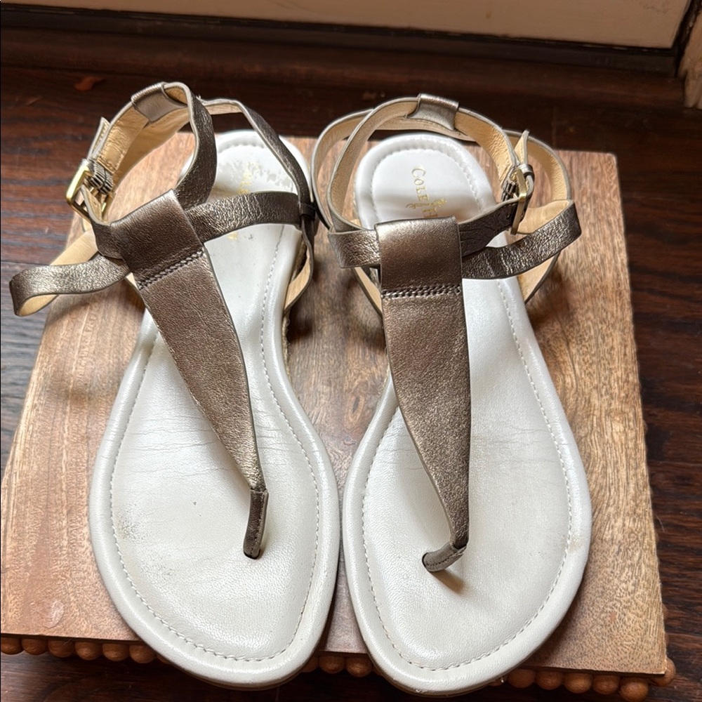 Cole Haan Silver Sandals with Buckle Design